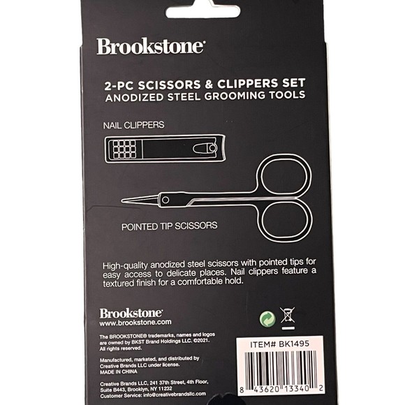 Brookstone NEW 2-PC Scissors & Clippers Set Anodized Steel Grooming Tool Set - Picture 3 of 3
